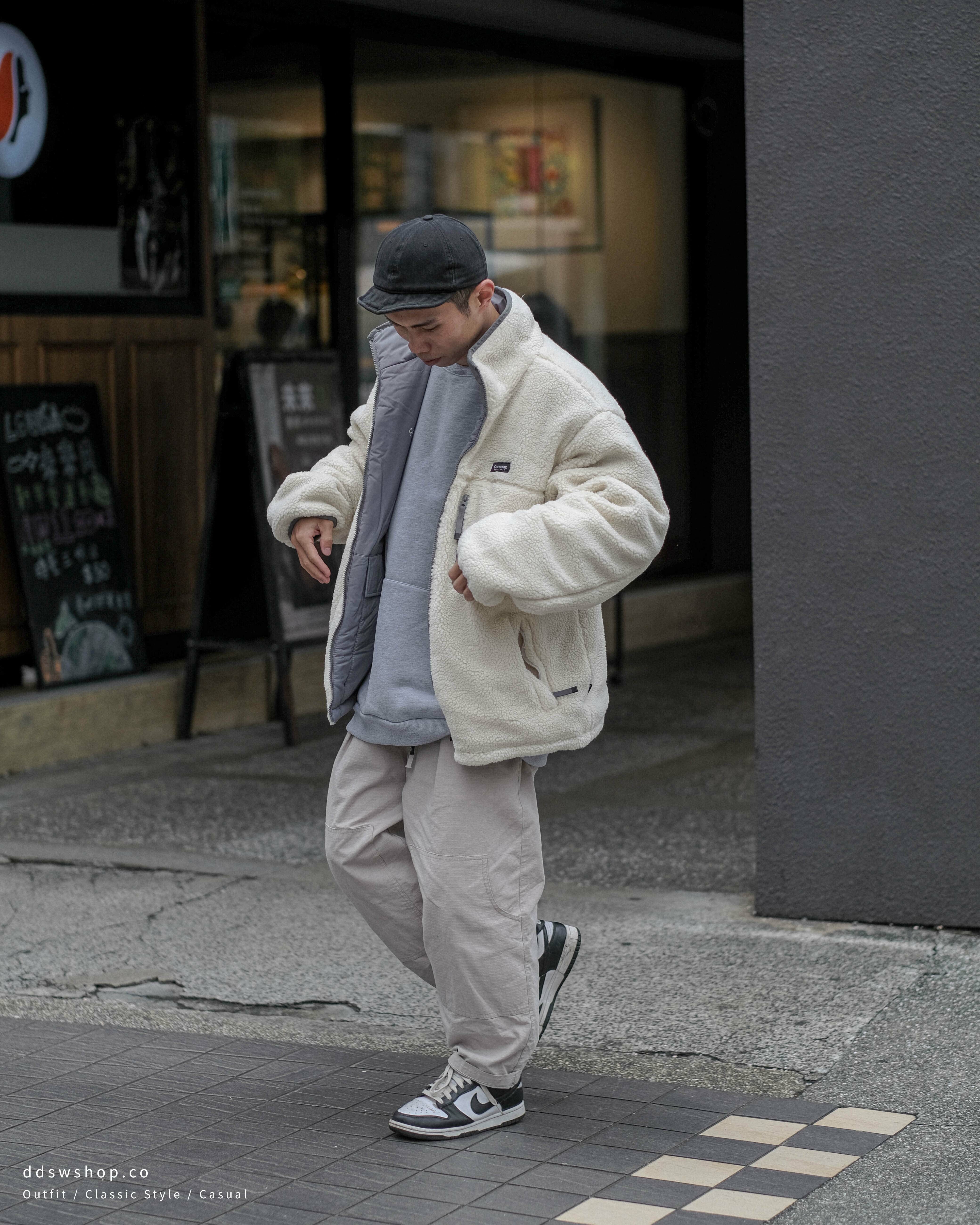 Covernat 外套 雙面穿 羊羔毛 防風 大口袋 立領 米白 卡其 灰 黑 墨綠