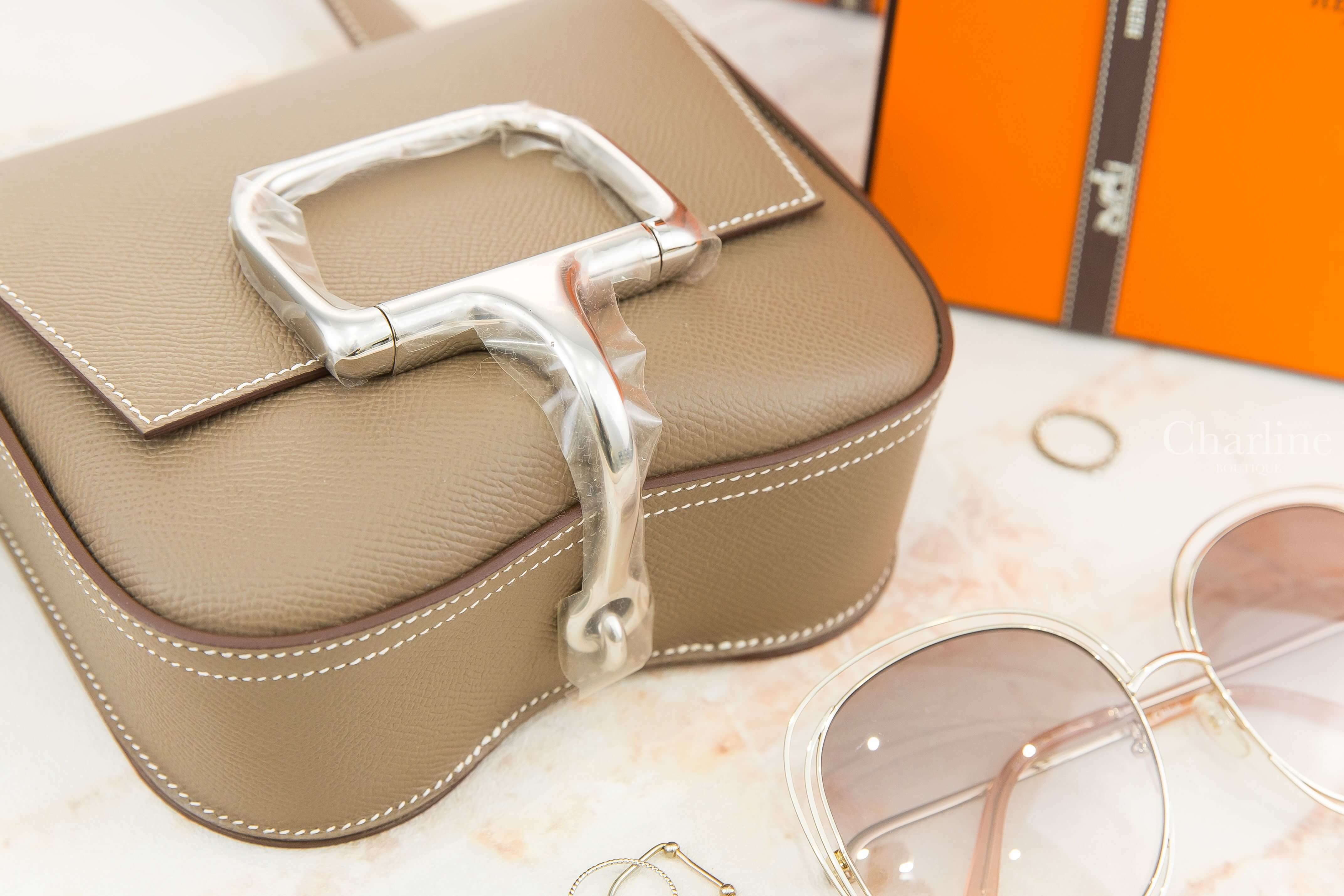 Hermès Della Cavalleria Mini Bag 18 Etoupe Epsom U刻大象灰銀釦肩背包-Charline Boutique 精品代購