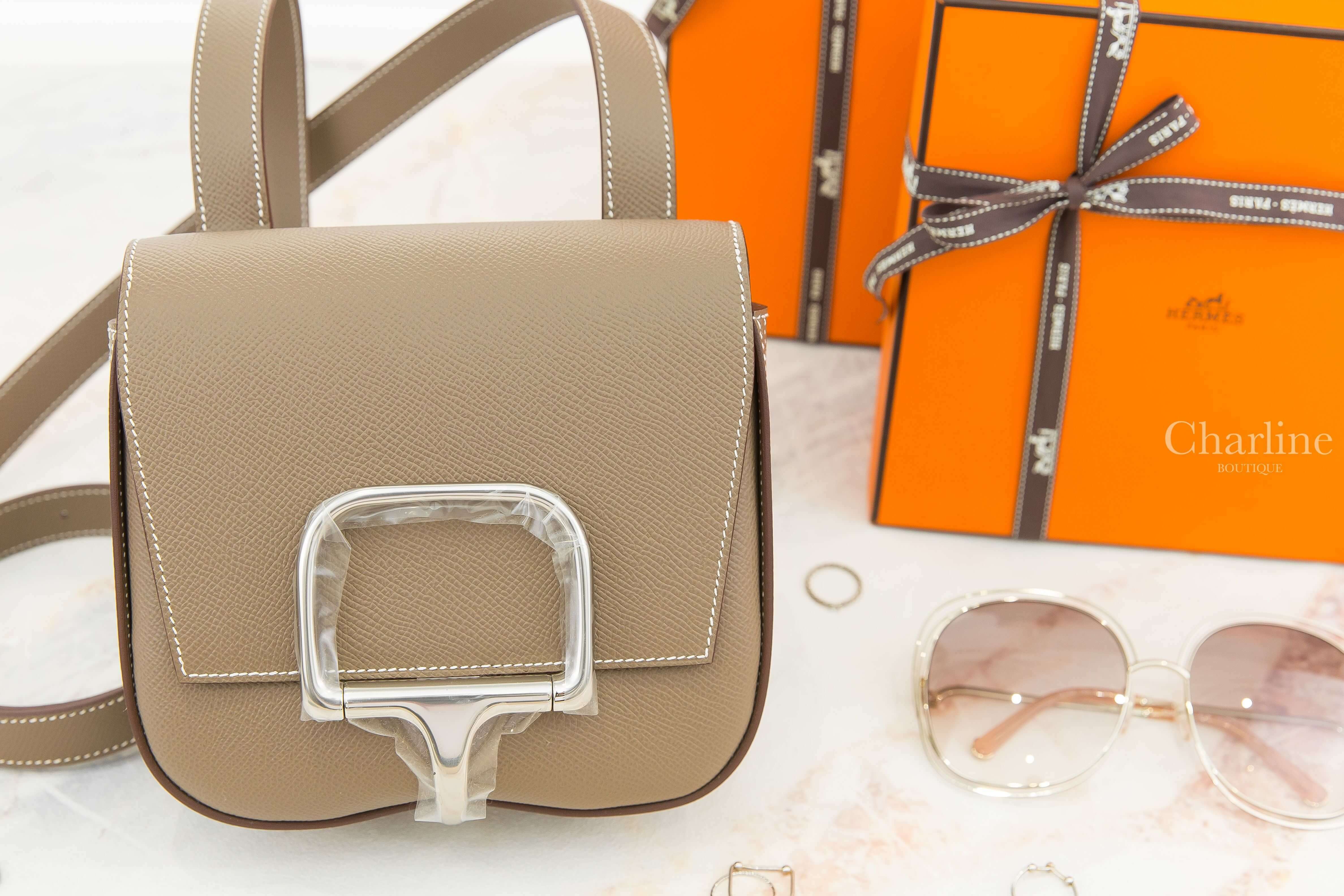 Hermès Della Cavalleria Mini Bag 18 Etoupe Epsom U刻大象灰銀釦肩背包-Charline Boutique 精品代購