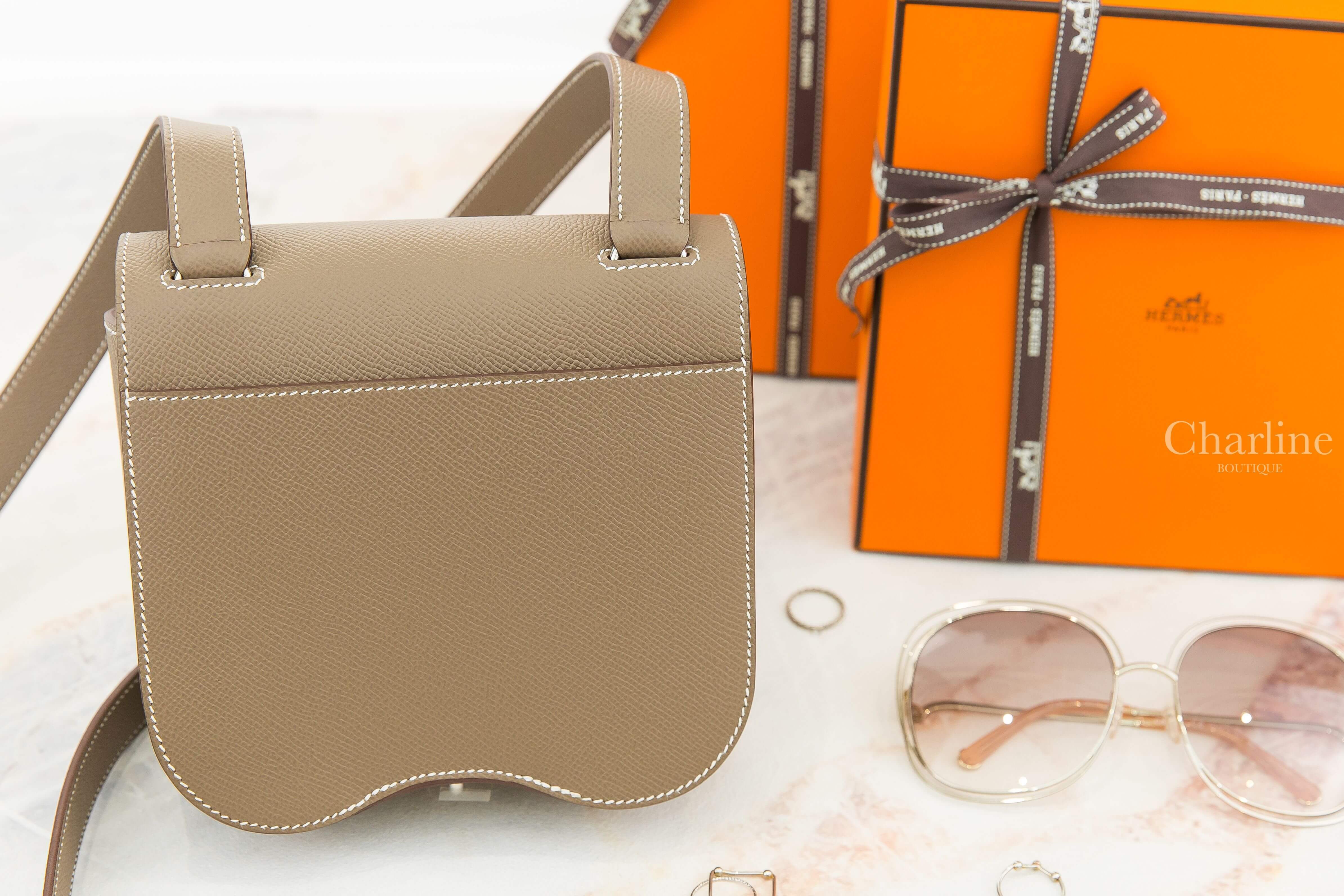 Hermès Della Cavalleria Mini Bag 18 Etoupe Epsom U刻大象灰銀釦肩背包-Charline Boutique 精品代購