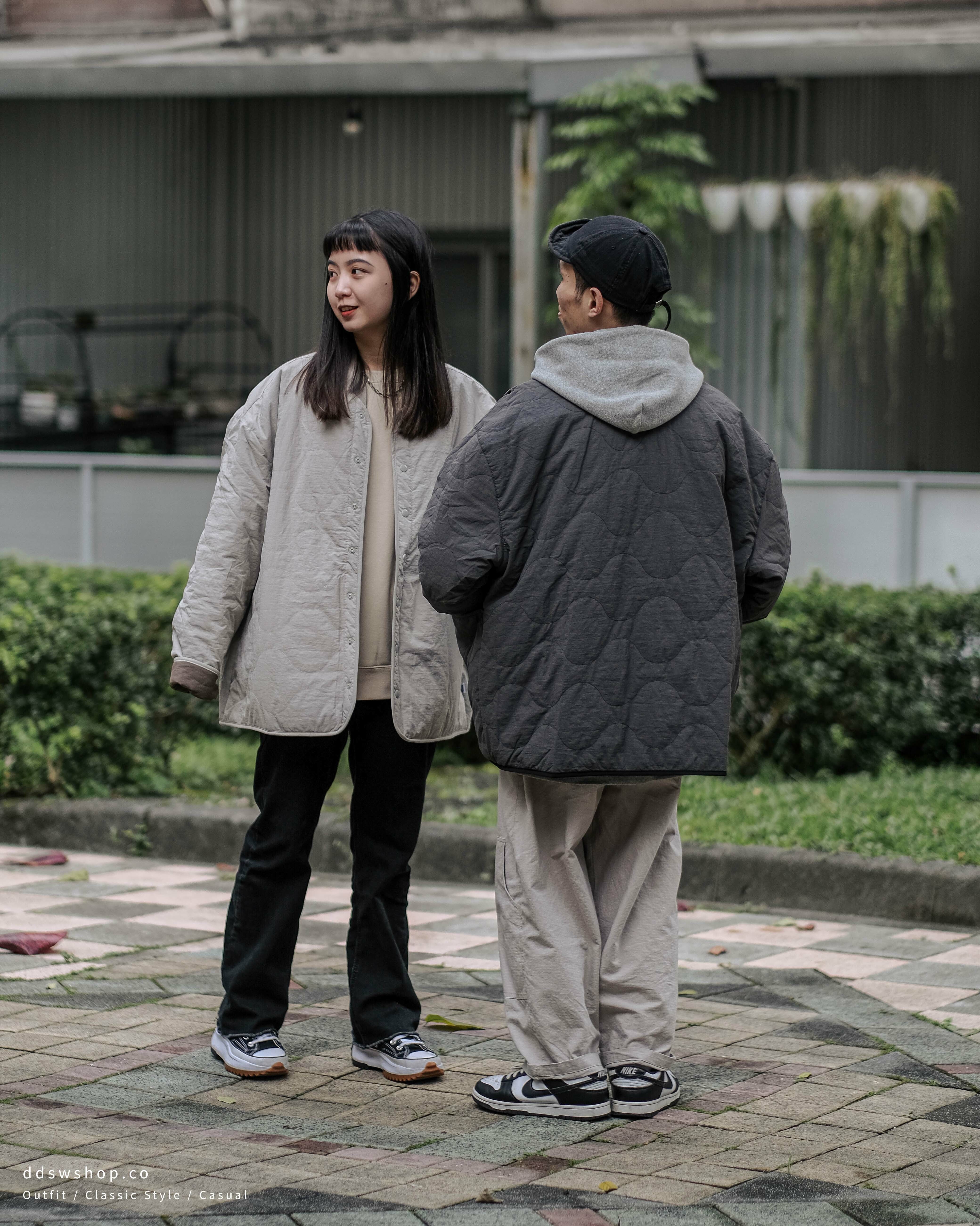 ANST 衍逢鋪棉 外套 棒球領 黑色 淺灰