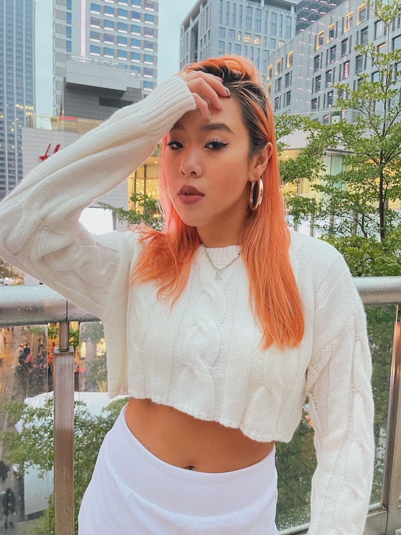 美式麻花短版針織上衣