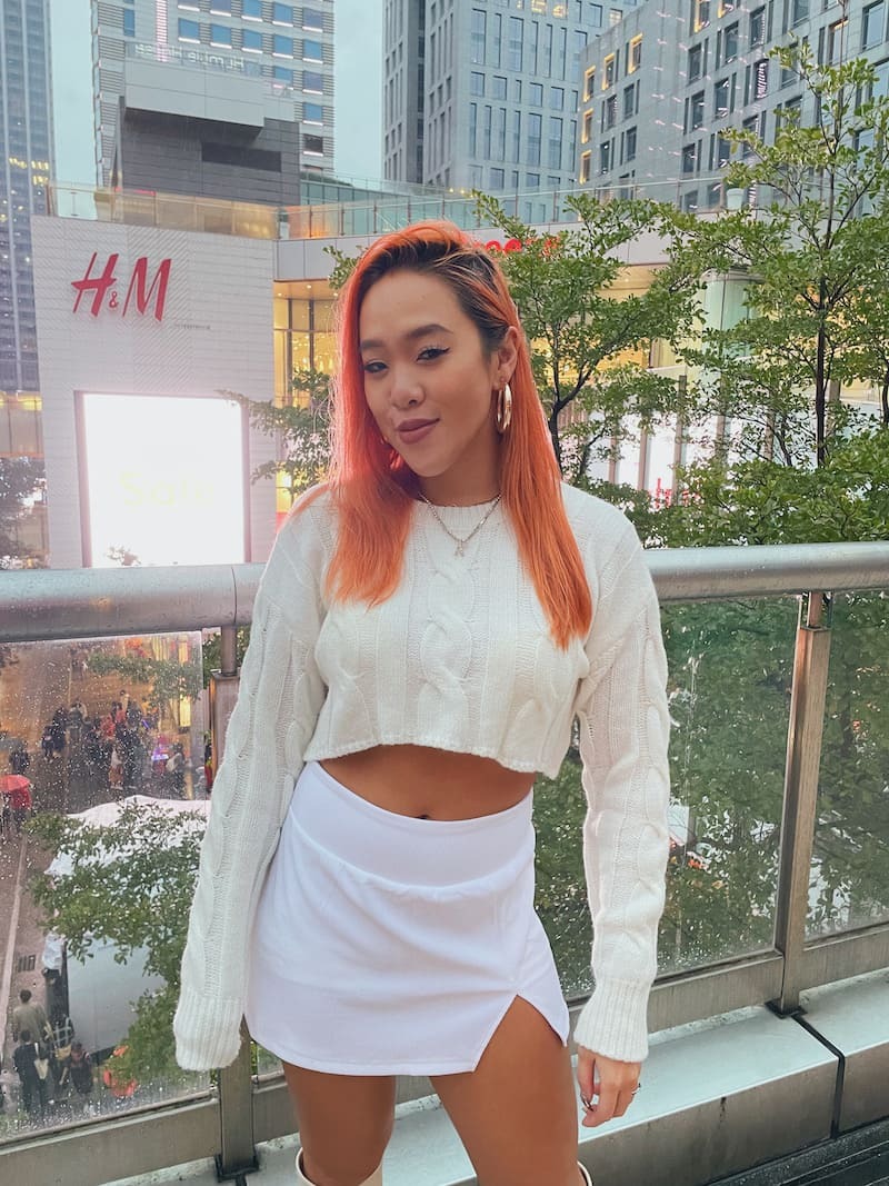 美式白色開衩褲裙