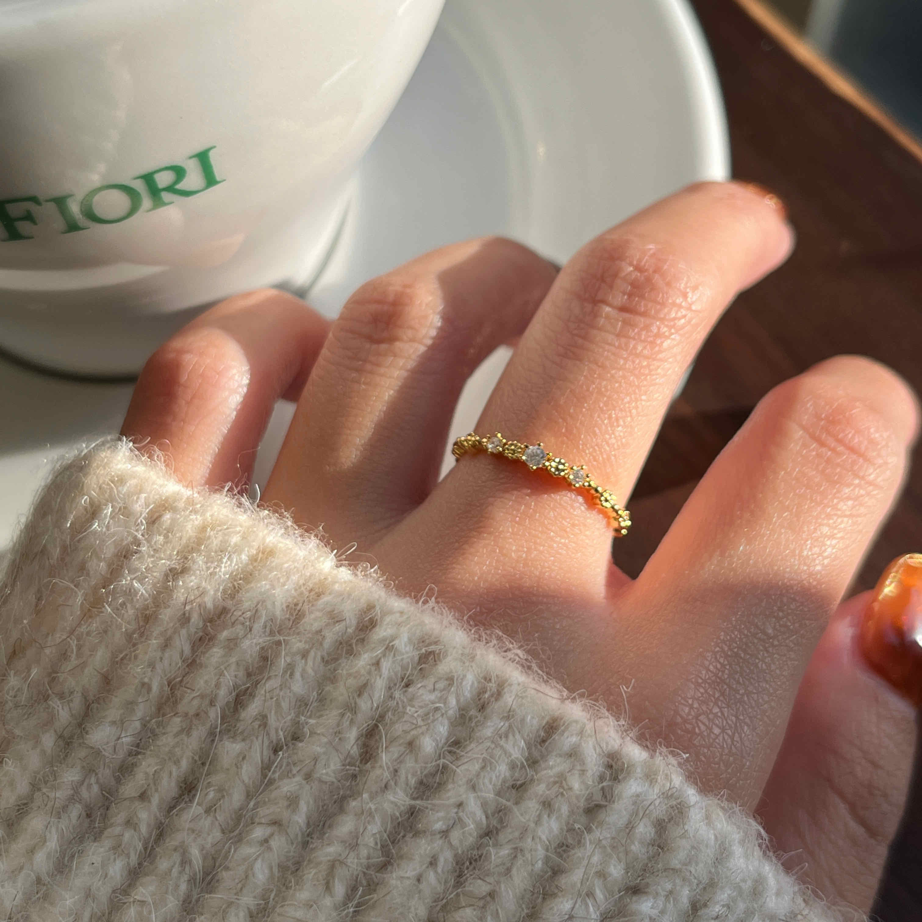 🇰🇷 925 silver 復古大鑽小花戒指｜2 color