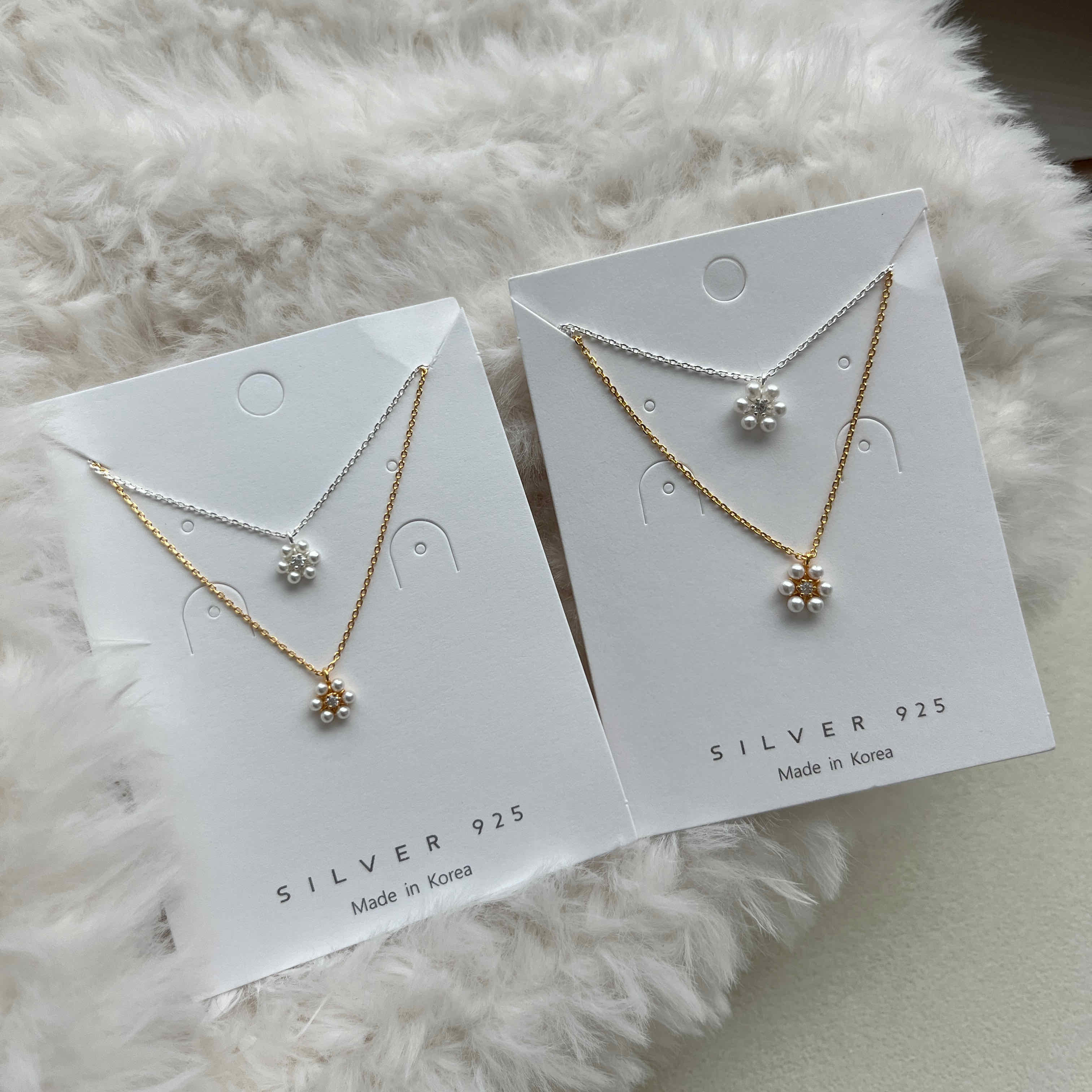 🇰🇷 925 silver 珍珠小花項鍊｜2 size