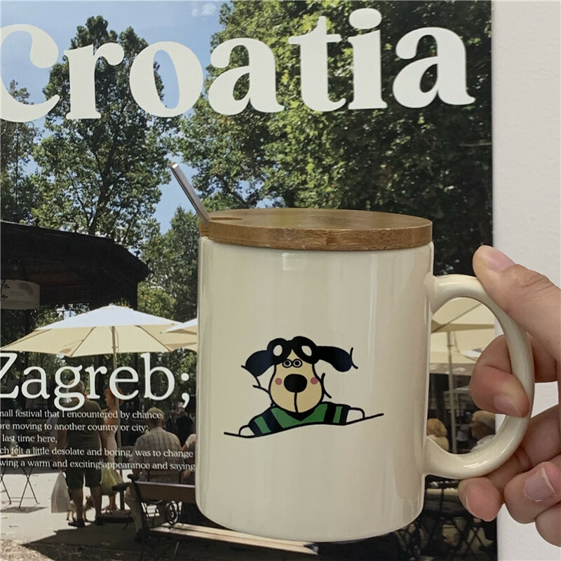 《1463》飛行小狗馬克杯附杯蓋400ml