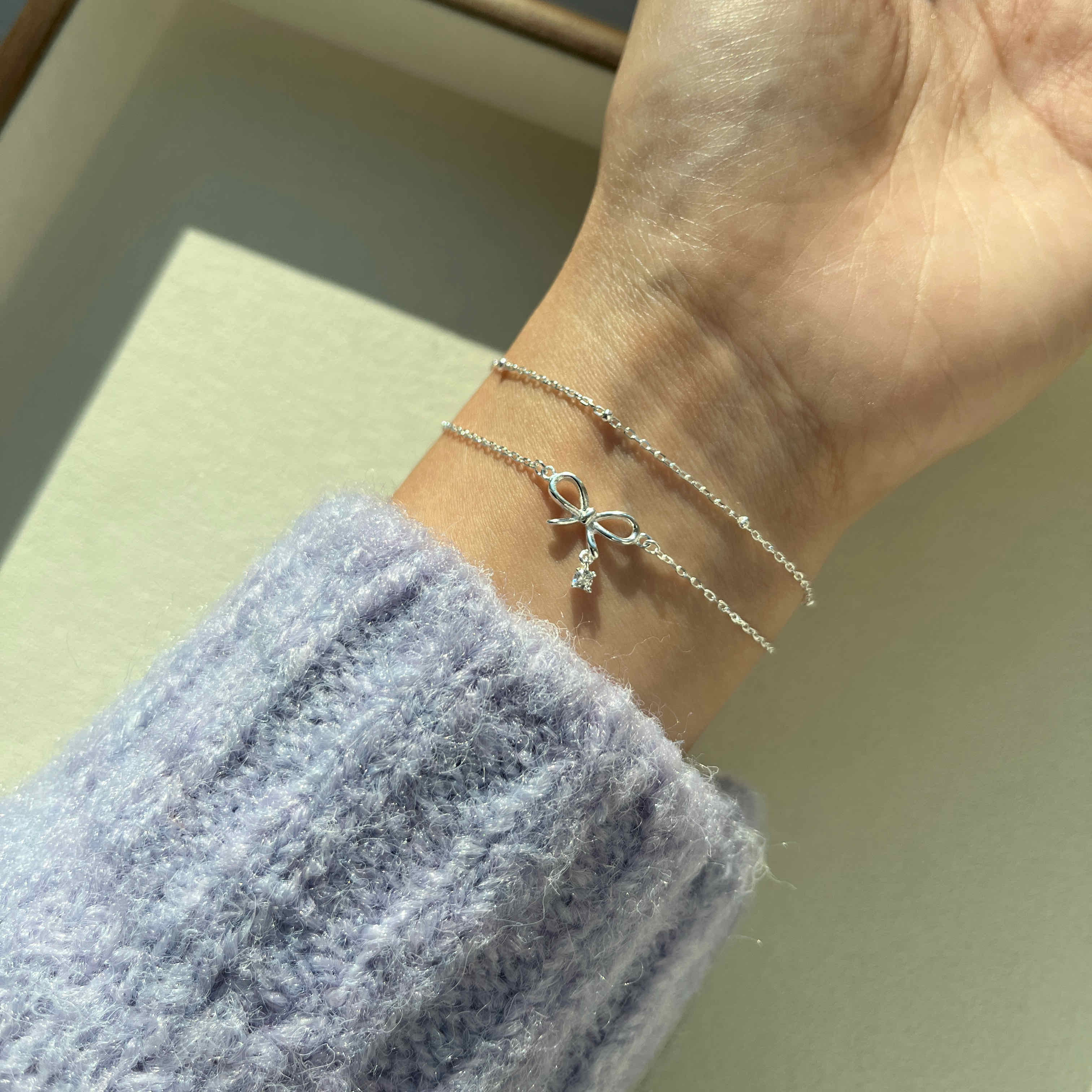 🇰🇷 925 silver 蝴蝶結雙層手鍊