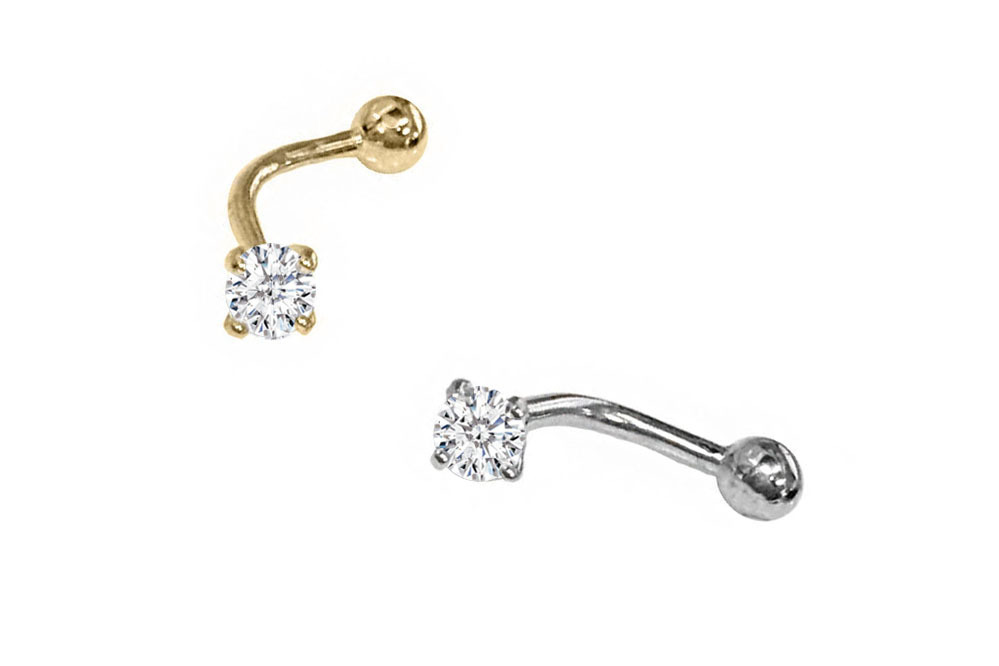 < Real Diamond > 0.1 ct Diamond 14K Gold Rook Piercing Earrings