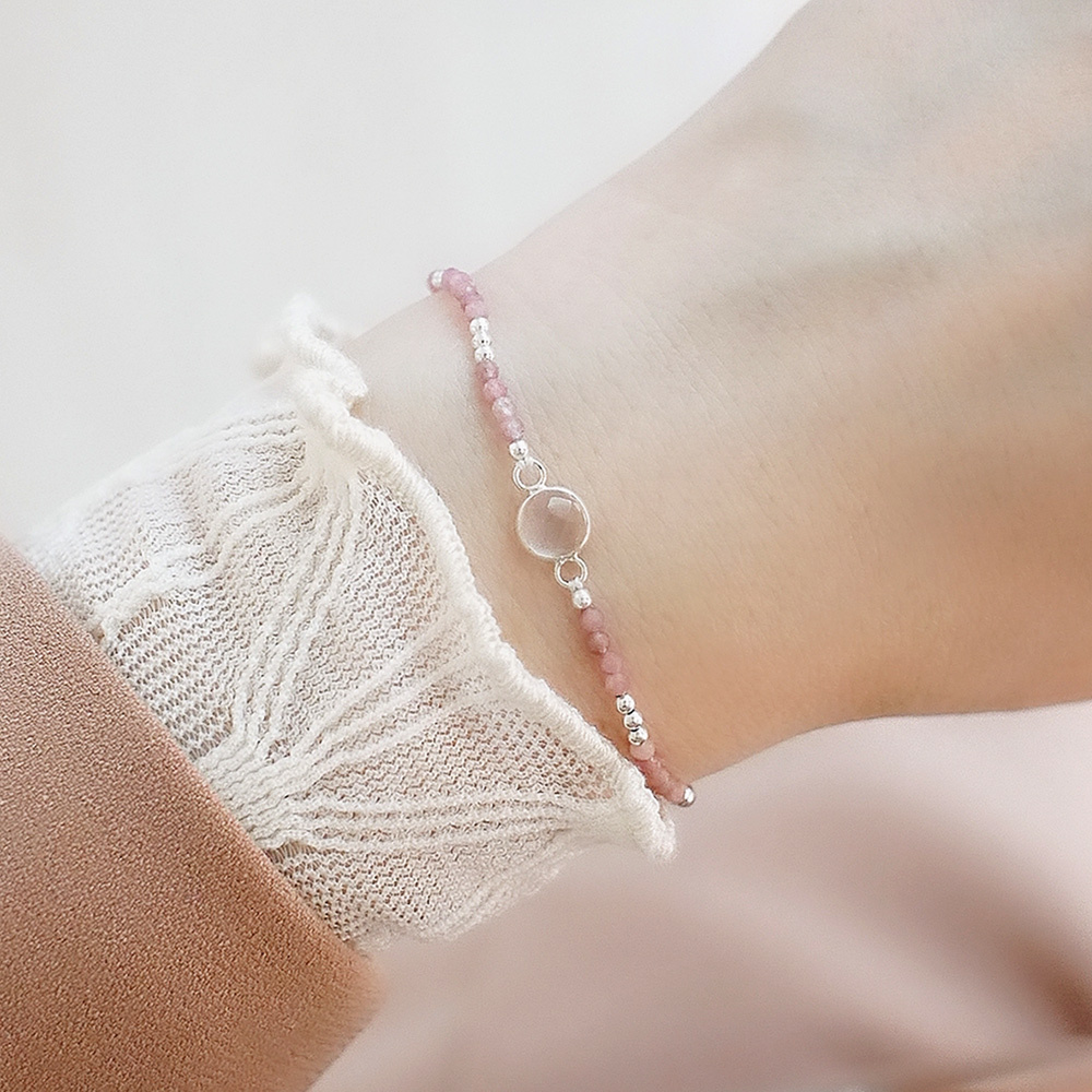 粉紅光洗禮純銀手鍊(粉晶+粉紅碧璽)/SB034