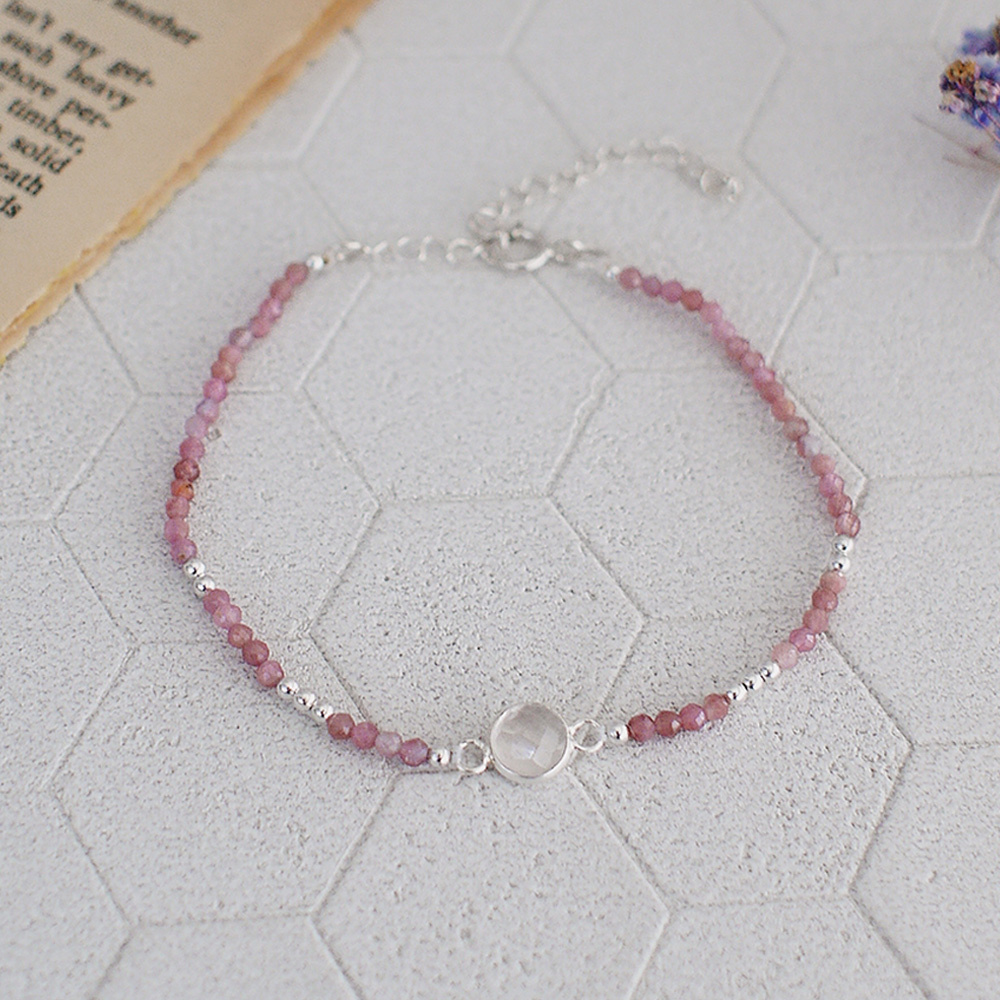 粉紅光洗禮純銀手鍊(粉晶+粉紅碧璽)/SB034