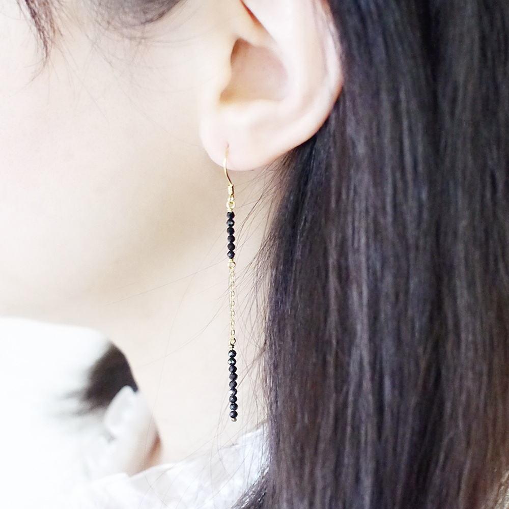 伊斯坦堡之夜純銀耳環(黑尖晶)/SE584