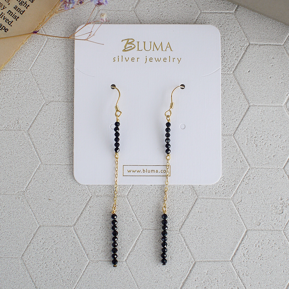 伊斯坦堡之夜純銀耳環(黑尖晶)/SE584