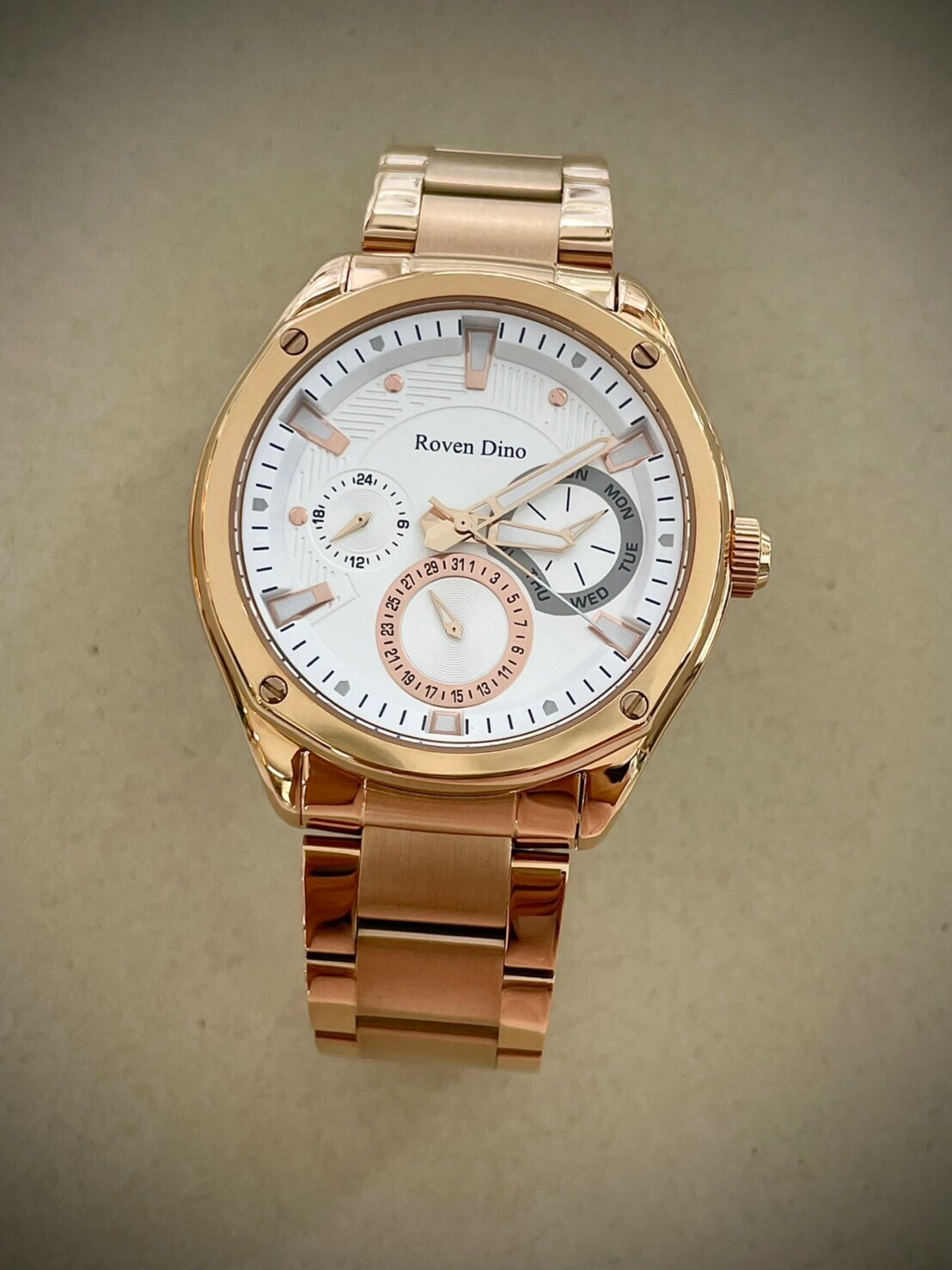 【Roven Dino羅梵迪諾】街頭潮流三環日曆男錶 RD6095RG 43mm  現代鐘錶