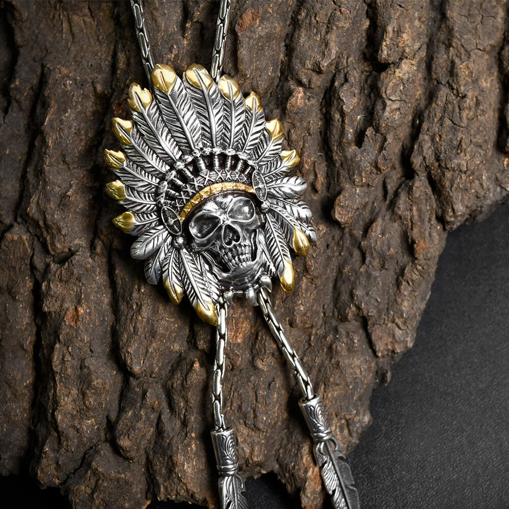 印地安骷髏酋長 金屬繩款 保羅領帶/BoloTie/美式領帶－快速出貨