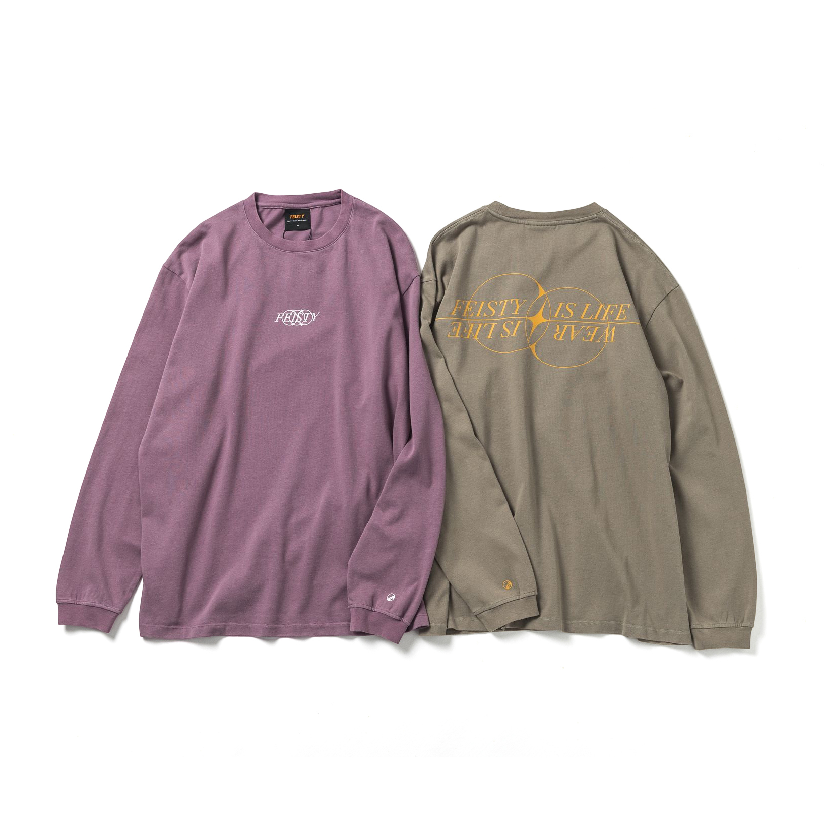 FEISTY WASHED CIRCLE LONG SLEEVE 雙圓薄長袖 水洗紫 水洗綠  FS-US-86 87 [台灣現貨]