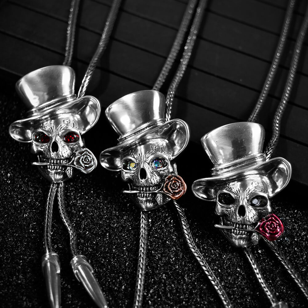 玫瑰骷髏保羅領帶/BoloTie/美式領帶－快速出貨