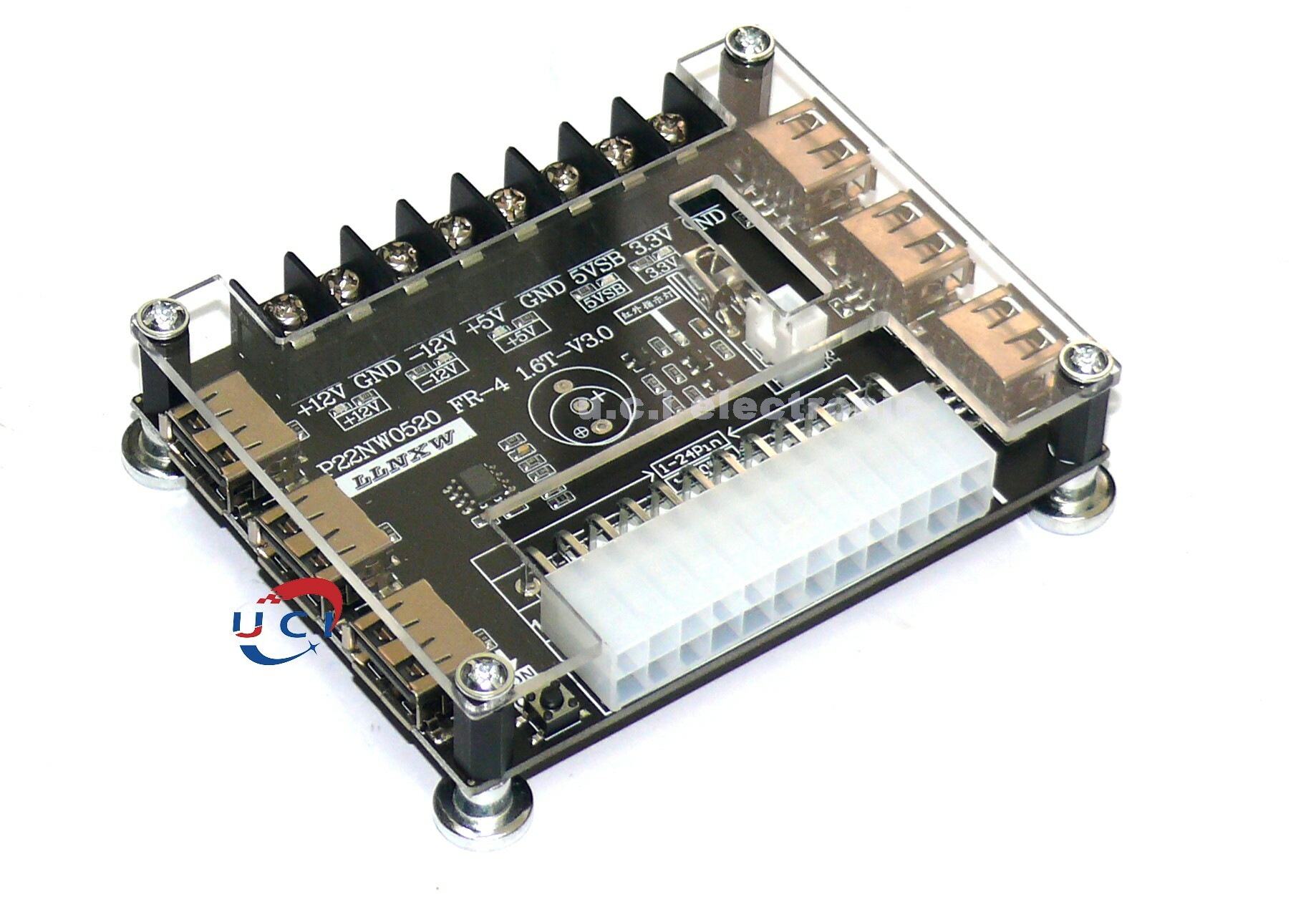 【UCI電子】(10-1) USB充電桌上型電腦主機殼電源 ATX轉接板取電板 引出模組供電輸出接線