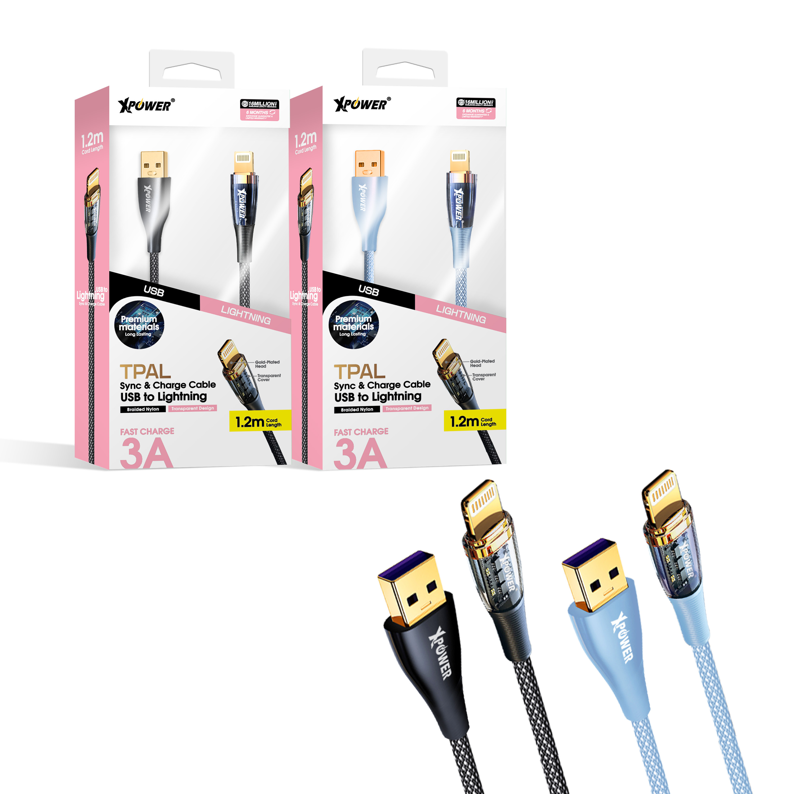 XPower TPAL 1.2M 高速傳輸充電 USB>Lightning線