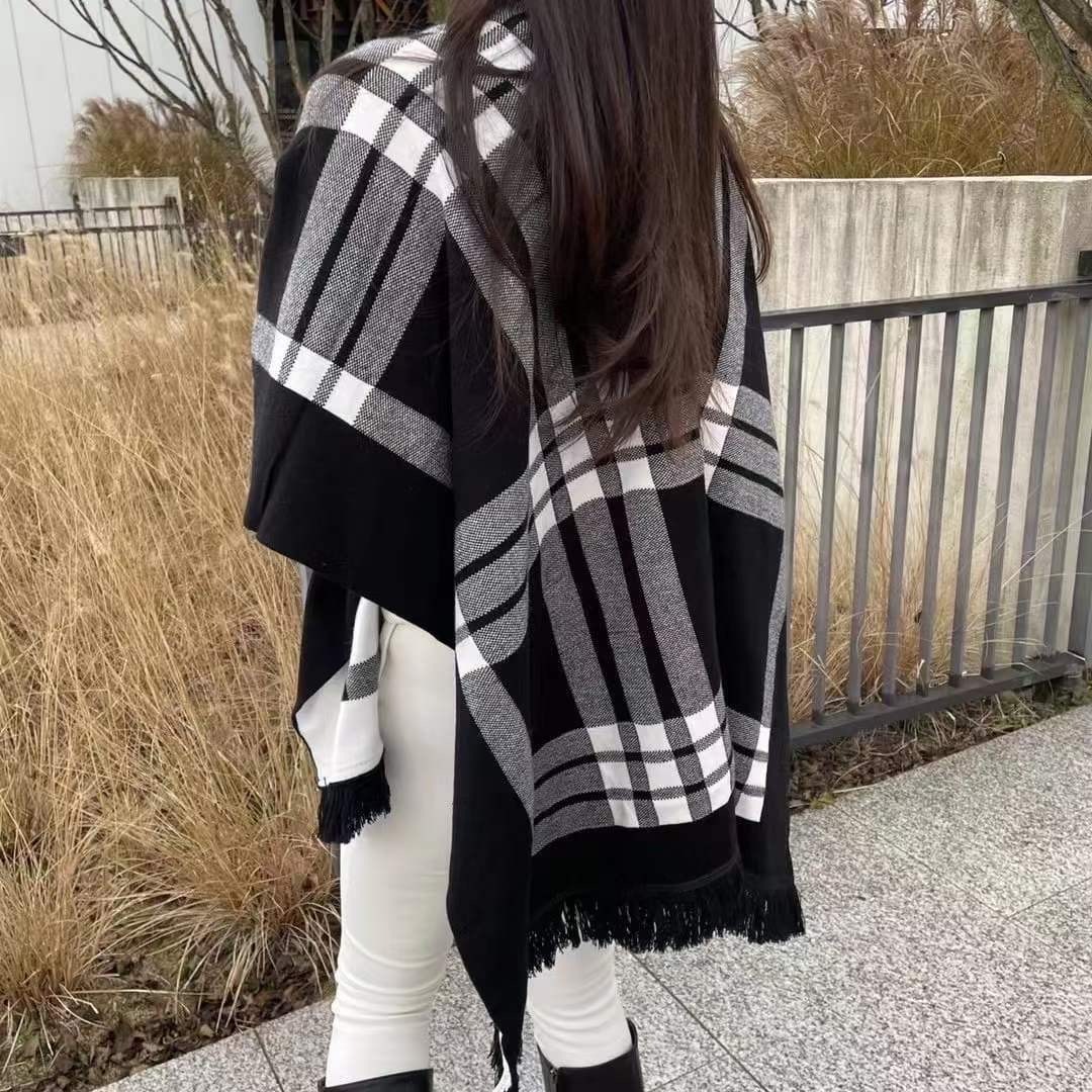 Warm checked cloak