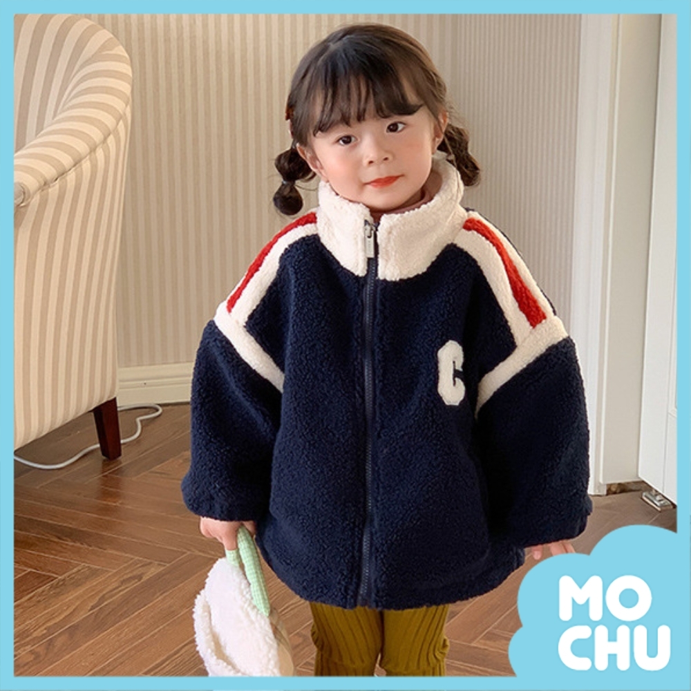 撞色字母C加厚羊羔絨外套