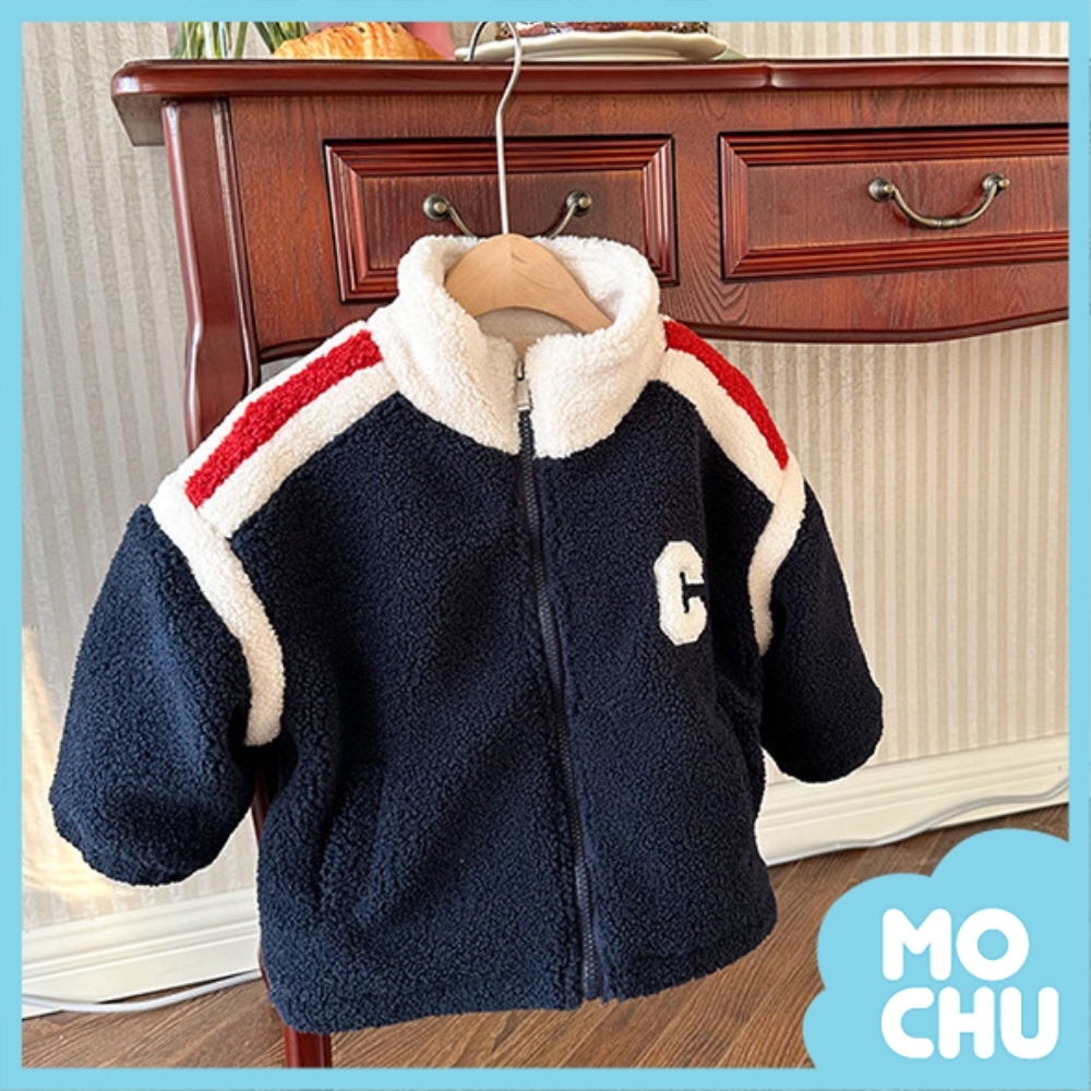 撞色字母C加厚羊羔絨外套