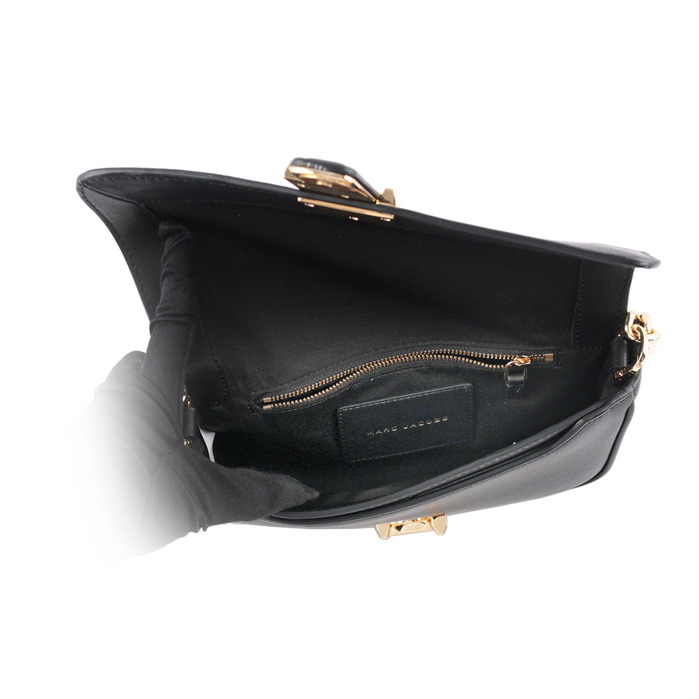 【MARC JACOBS】THE J MARC 平滑牛皮翻蓋二用包(黑色)