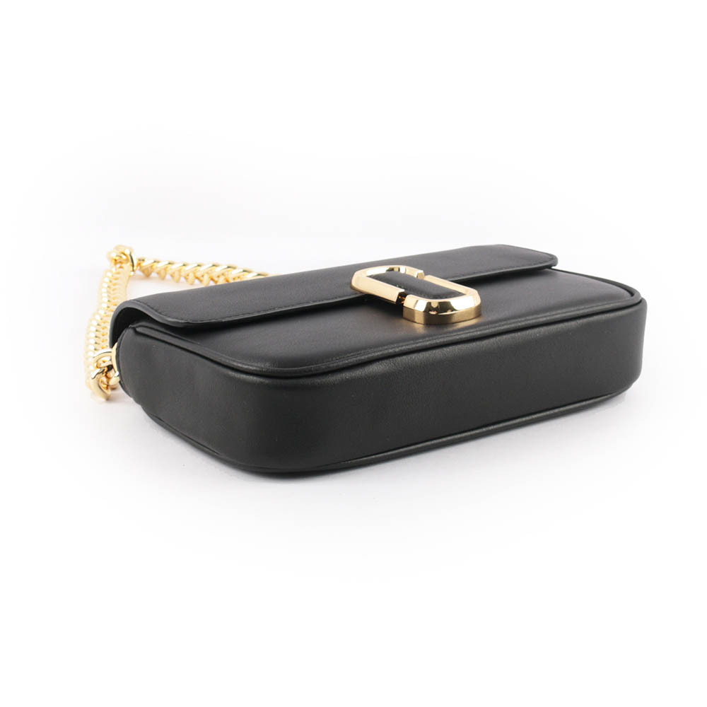 【MARC JACOBS】THE J MARC 平滑牛皮翻蓋二用包(黑色)