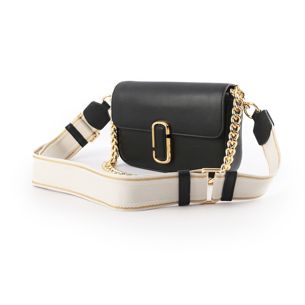 【MARC JACOBS】THE J MARC 平滑牛皮翻蓋二用包(黑色)