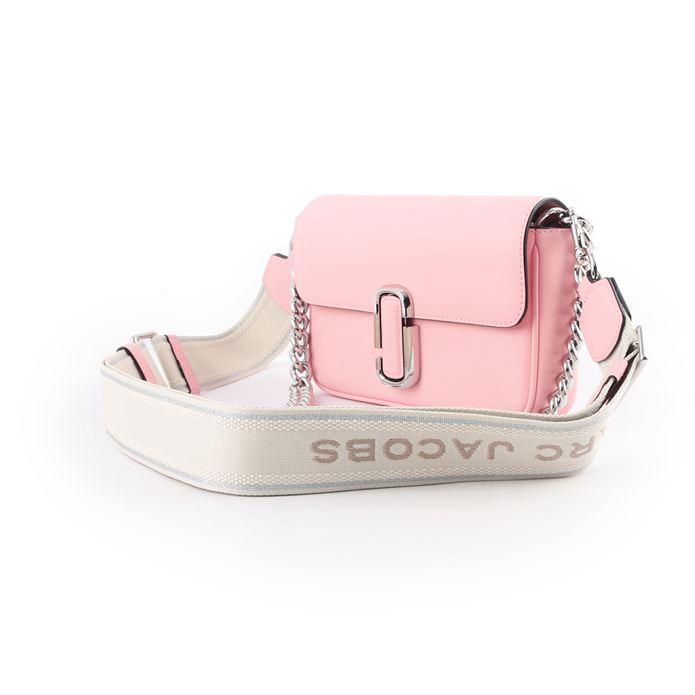 【MARC JACOBS】THE J MARC 平滑牛皮翻蓋二用包(水晶粉)