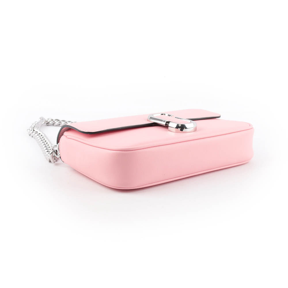 【MARC JACOBS】THE J MARC 平滑牛皮翻蓋二用包(水晶粉)