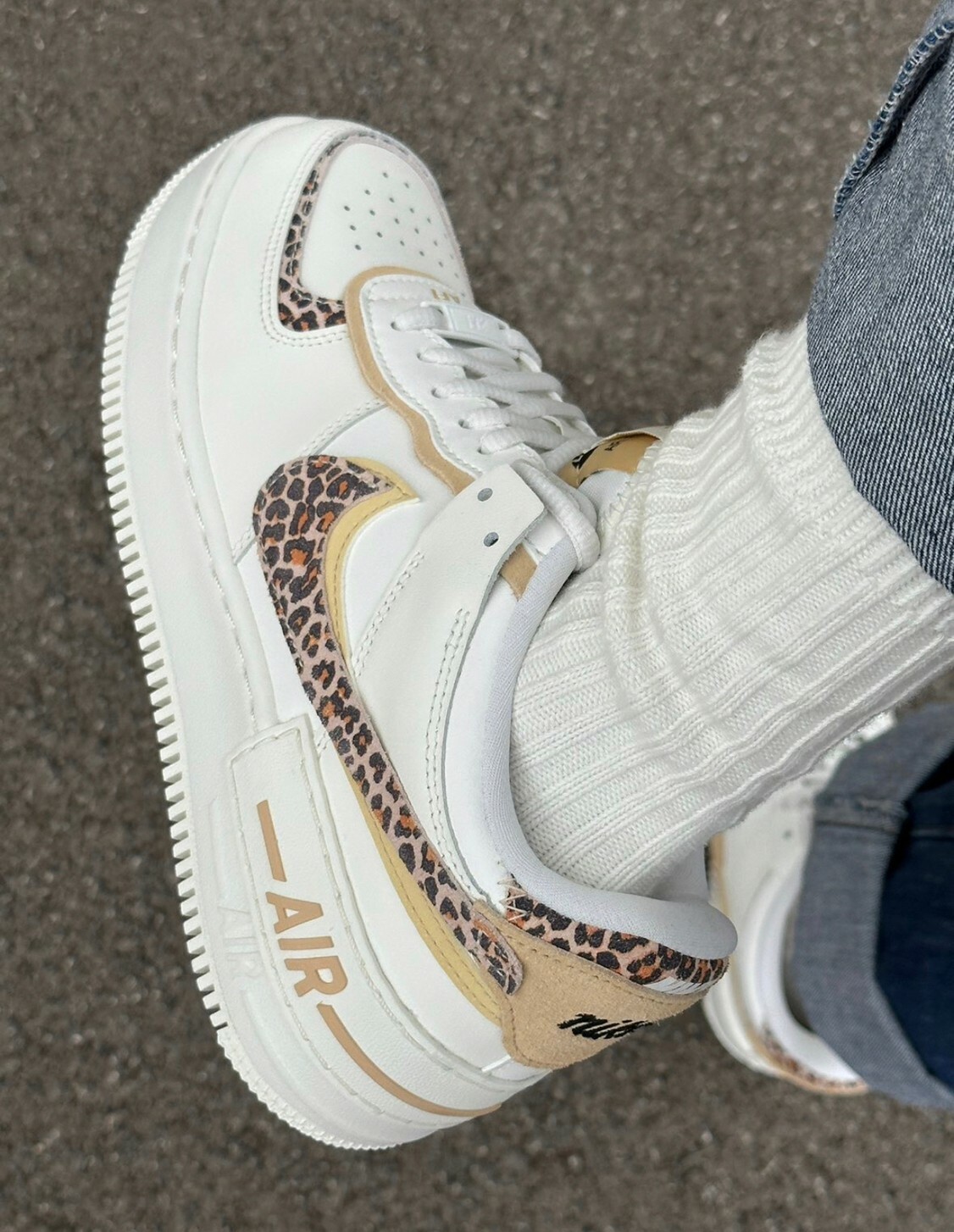 Nike Wmns AF1 Shadow女鞋 豹紋 卡其雙勾 拼接 解構CI0919-120 Dec lu