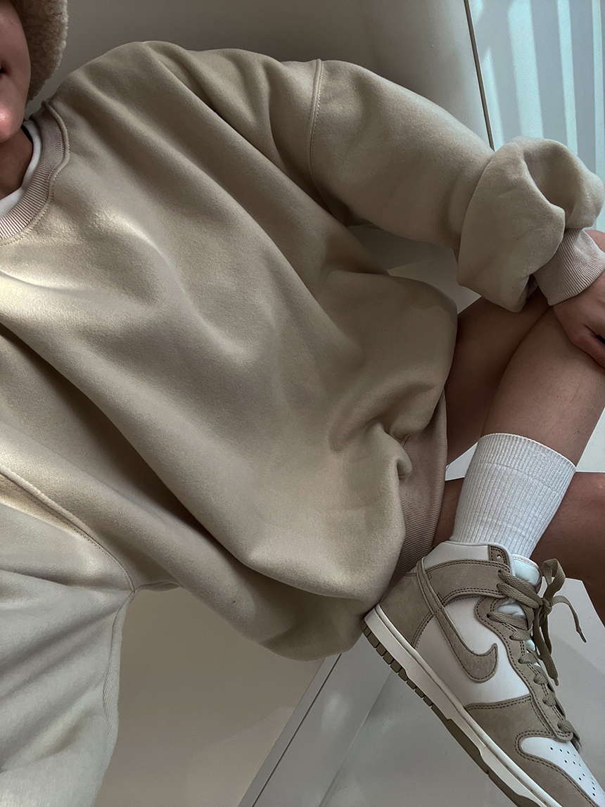 側口袋內刷毛大學寬T*4色