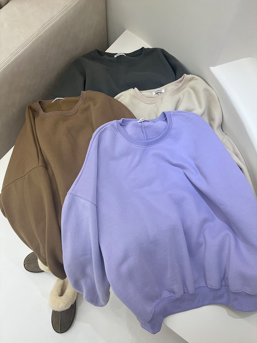 側口袋內刷毛大學寬T*4色