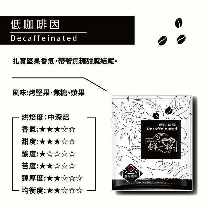 【鮮一杯】低咖啡因濾掛咖啡 (4入/盒)