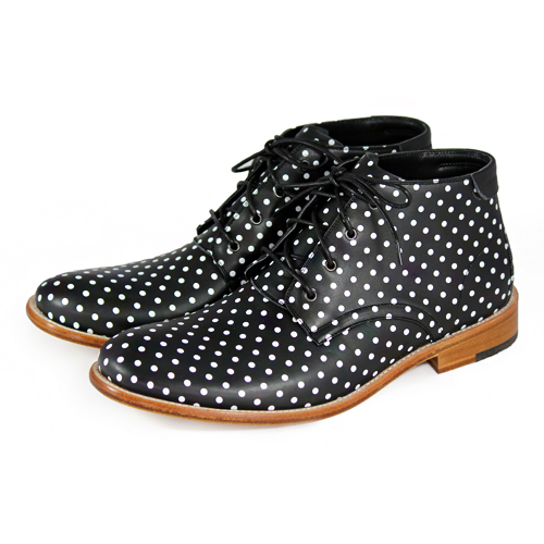 Sweet Violet M1123 Polka Dots Leather Derby Boots