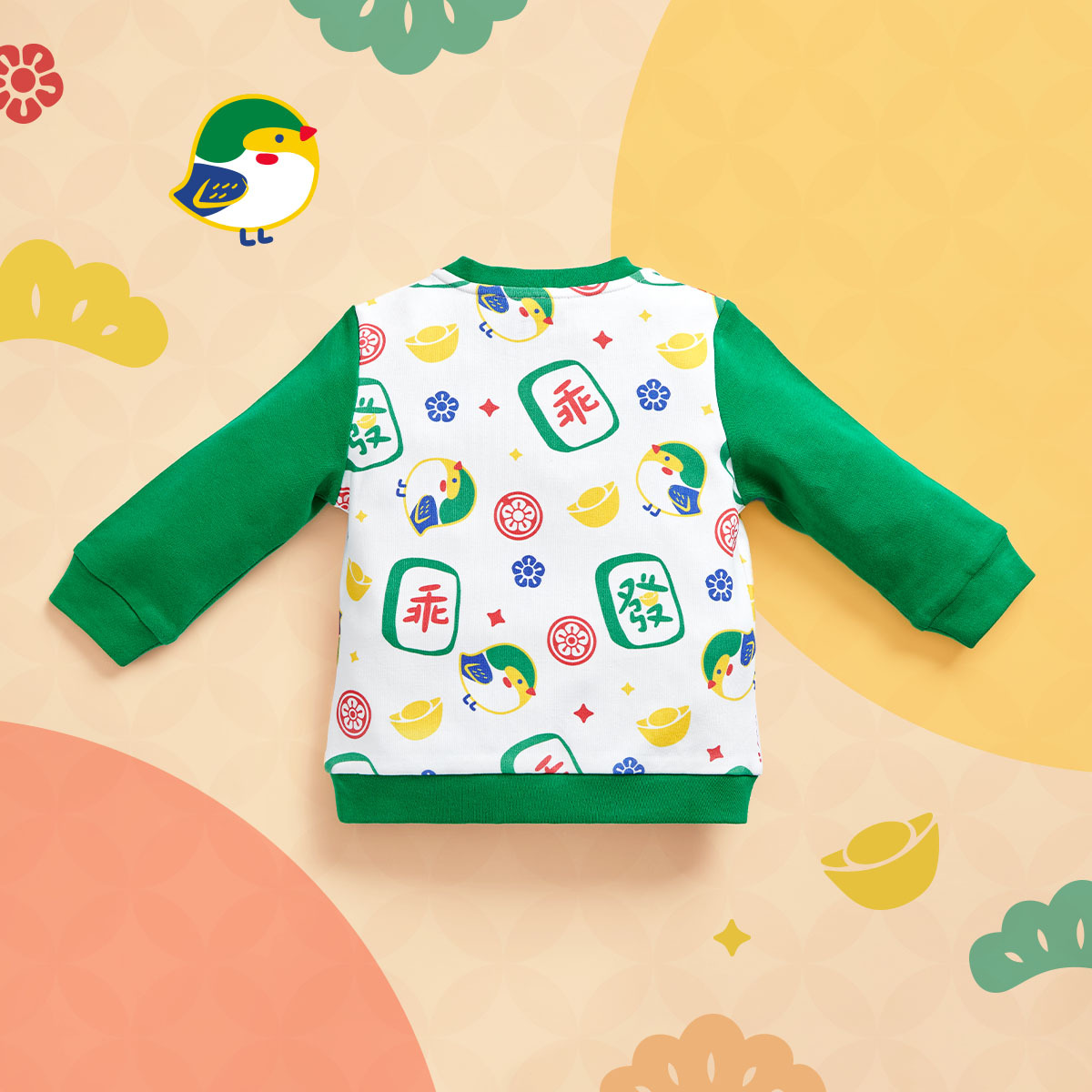 OMLST02GD_OMYMONSTER 乖乖麻雀長袖上衣 （綠色）