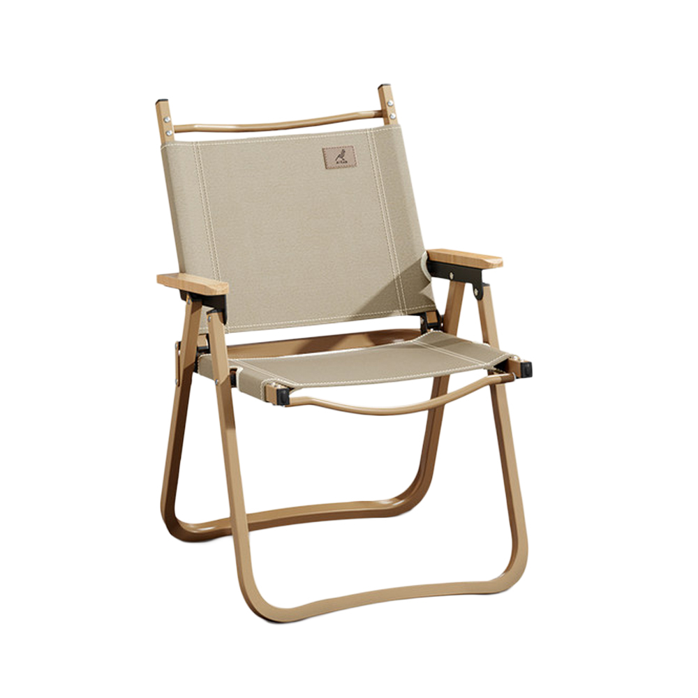 原木把手易收折疊椅 (卡其) 沙灘椅/釣魚椅/耐用/堅固 54CTB16453
