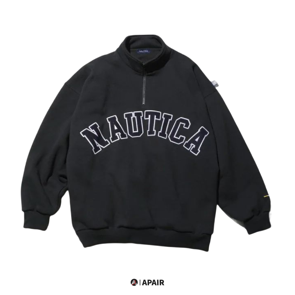 【APAIR】預購 Nautica Arch Logo Cadet Collar Fleece Sweatshirt 日本限定 抓絨衛衣 海軍藍/黑/淺灰白/卡其