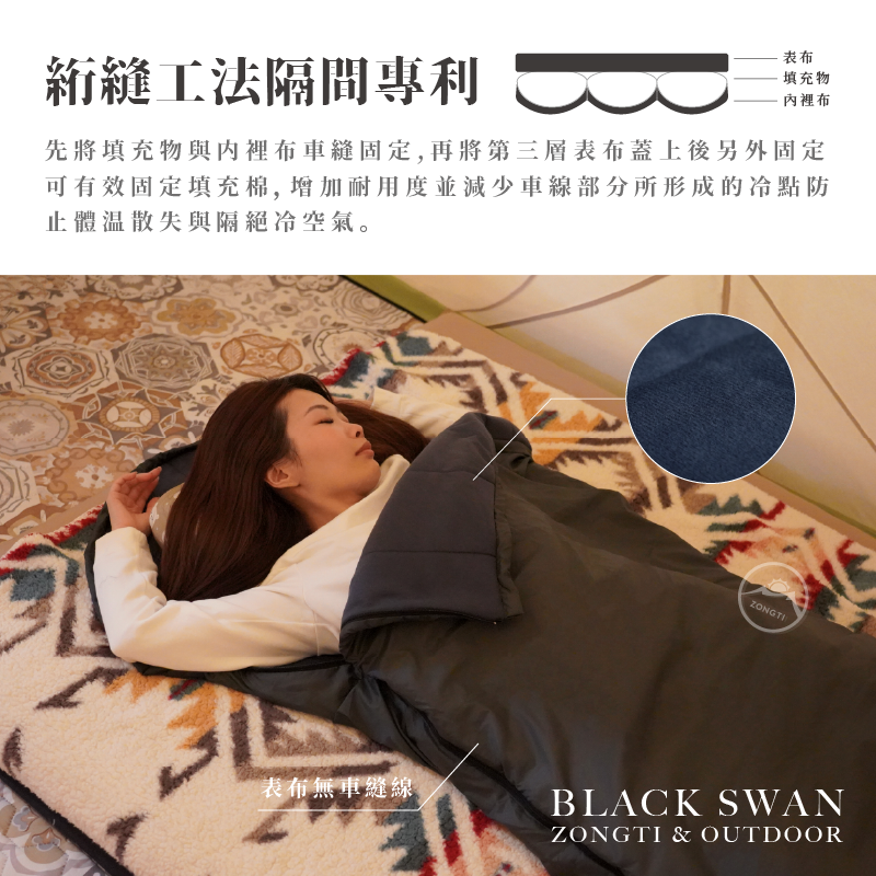 【ZONGTI】超柔軟黑天鵝好眠睡袋 舒適溫度 5-15℃ ZTSB2181