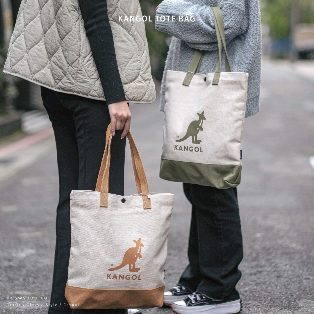 Kangol 袋鼠 包包 手提包 托特包 肩背包 麻布 水藍 莫藍迪綠 奶茶