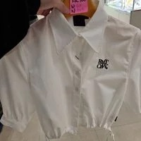 [DEFECT] ROMANTIC CROWN WOMAN'S BALLOON HALF SHIRT,WHITE, 3222ST200110 [FINAL SALE] (SDF500)