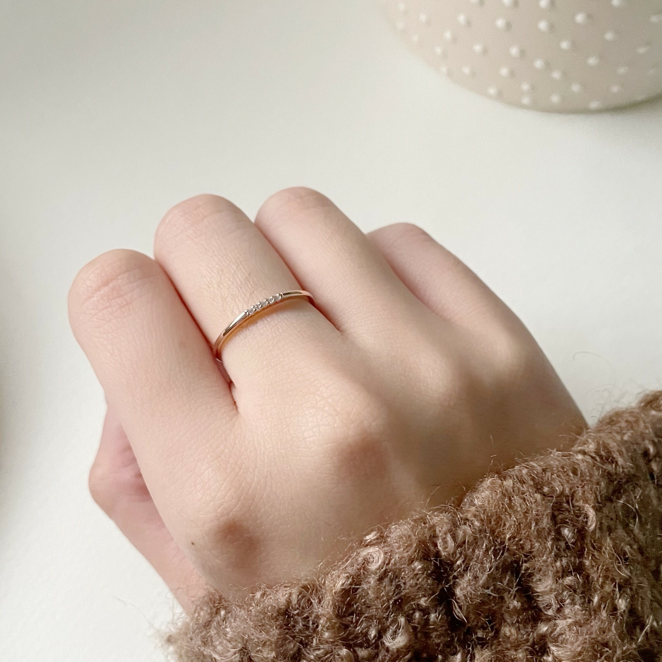 小排鋯石細戒-玫瑰金