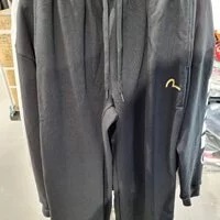 [S] EVISU GOLD BIG HILLS HEM STRING PANTS,BLACK, EU2MZP707-BLACK (SEV159)