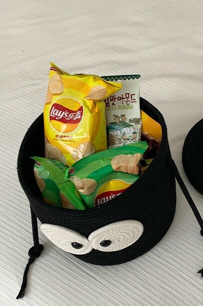 《1469》大眼睛棉麻含蓋收納籃