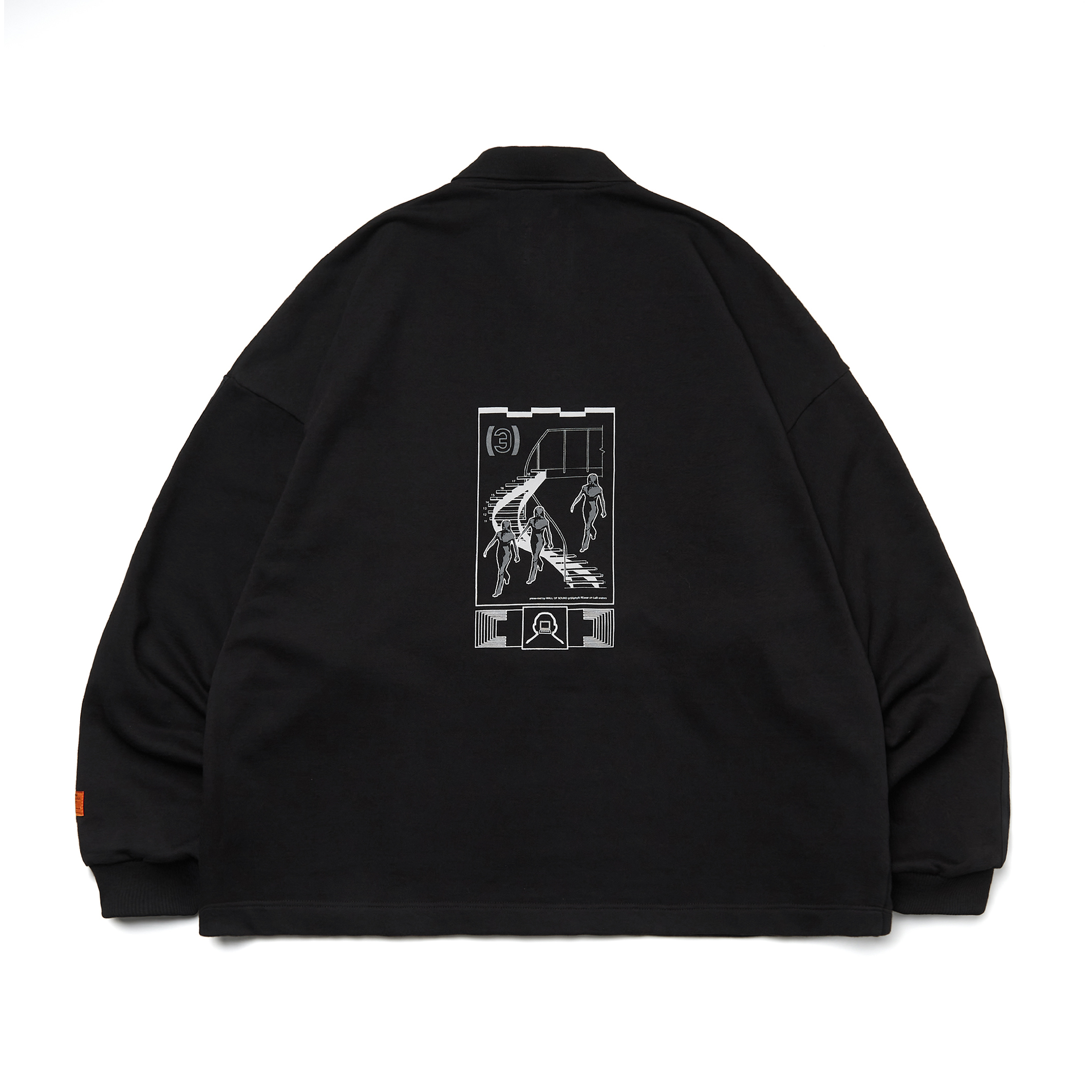 BWF-59 “W-SPIRAL” POLO SWEATSHIRT (BLACK)