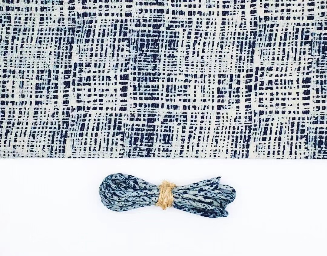 YVES 古布繩-藍白十字紋