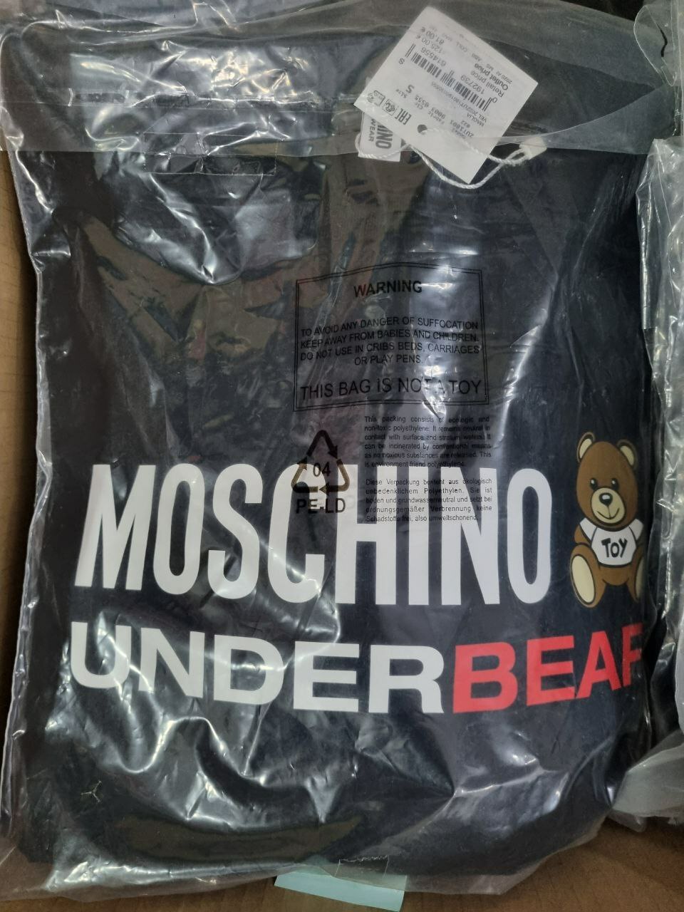 [S] MOSCHINO UNDEAR BEAR LOGO LONG SLEEVE T-SHIRT,BLACK, ZUT1801-9003-0555 (SM346)