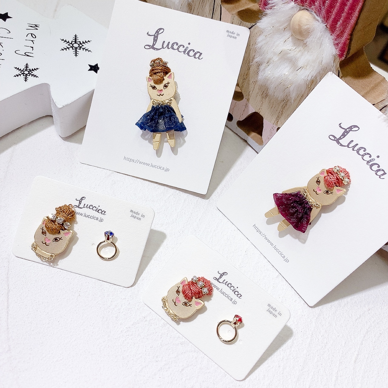 [日本制] 時尚貓咪小姐耳環/心口針