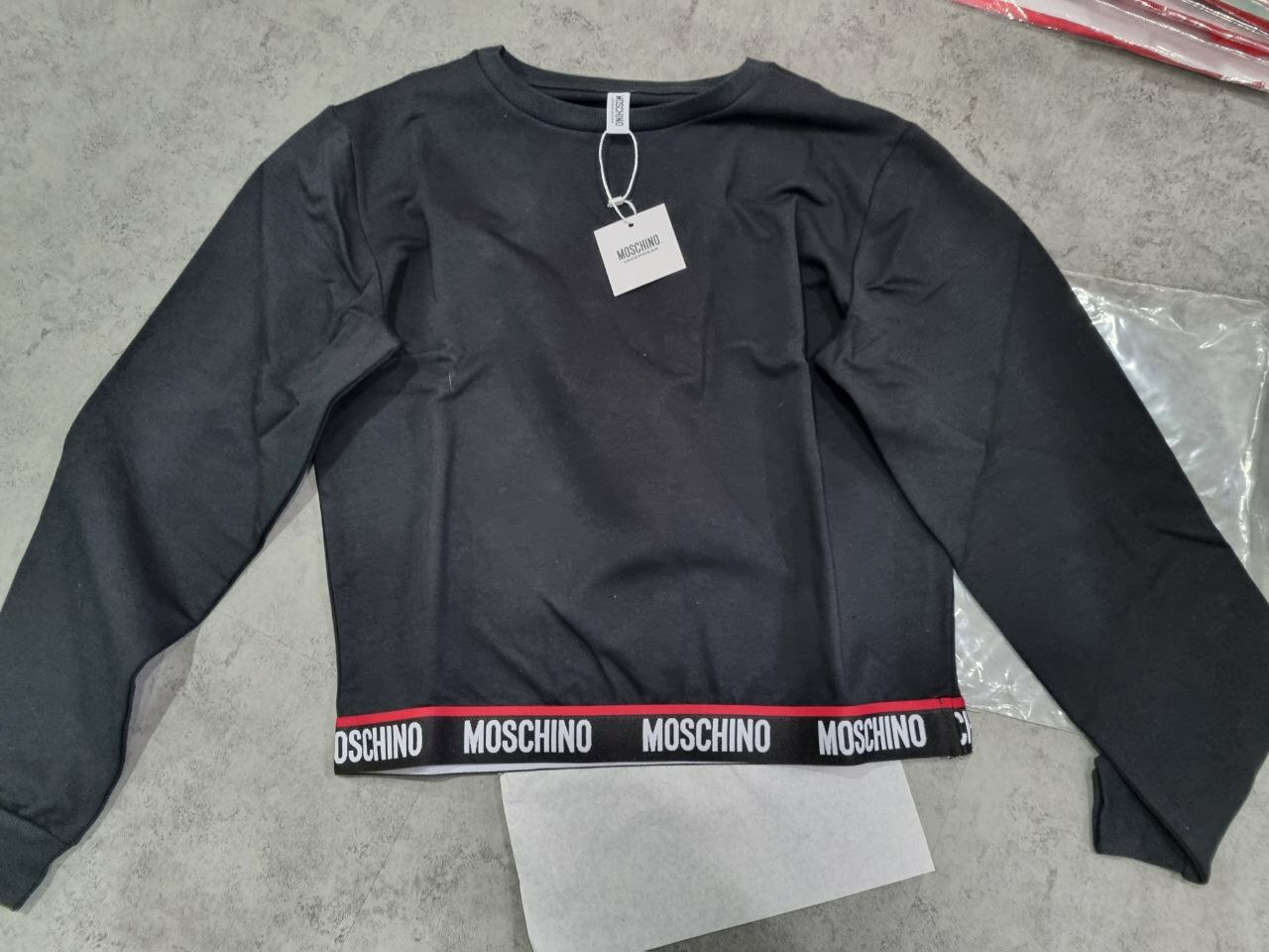 [S] MOSCHINO LOGO TAPE SWEAT SHIRT,BLACK, ZT1732-9012-0555 (SM354)