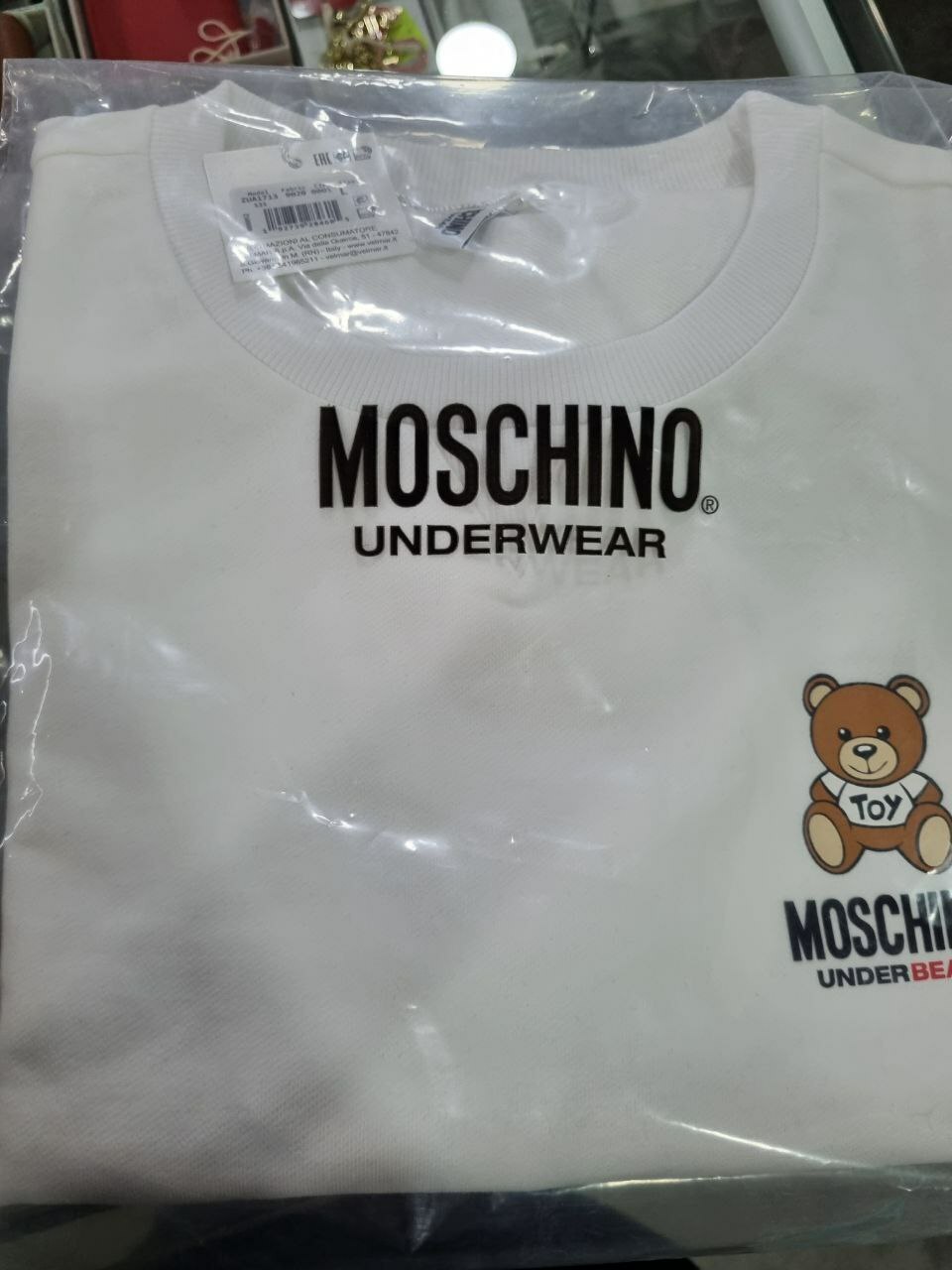 [S] MOSCHINO UNDER BEAR PULLOVER ,WHITE, ZUA1713-9020-0001 (SM355)